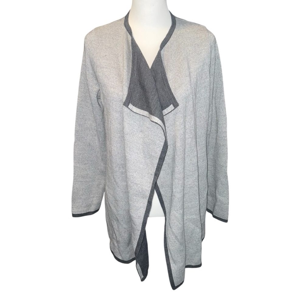 Lineamaglia Wool Blend Gray Cascade Open Front Cardigan Sweater 2 tone sz Medium